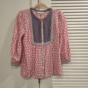 Loft boho leaf bib blouse